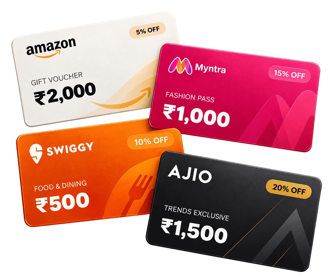 Amazon, Swiggy, Myntra and Ajio gift cards